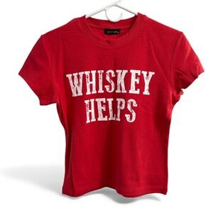 Zutter Red & White Graphic Ribbed T Shirt